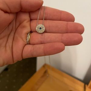 Alex and Ani Evil Eye Crystal Charm Necklace in Sterling Silver